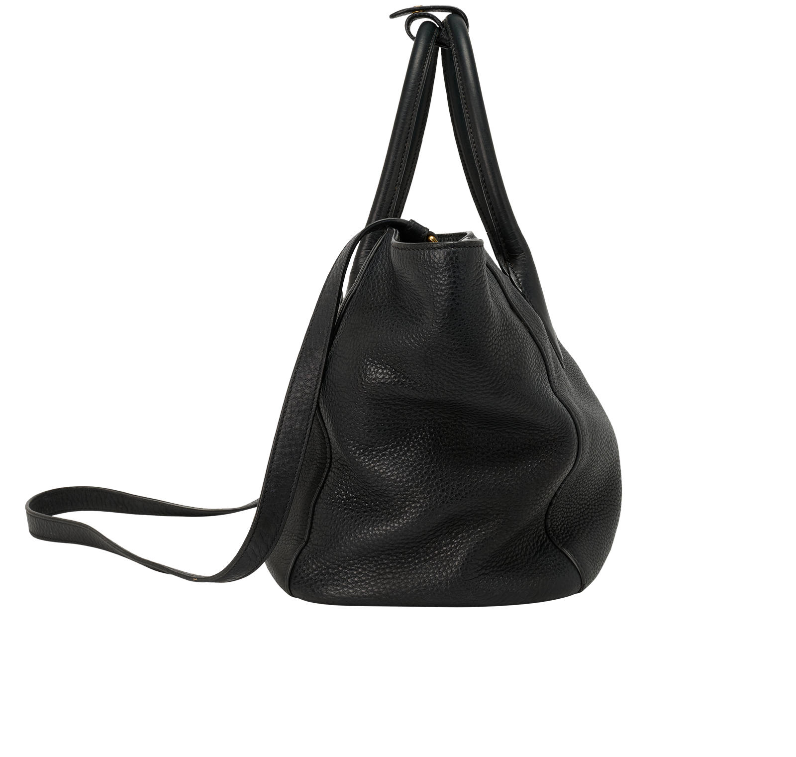 Logo Tote, &pound;895, Handbags, Black, Leather, Side view